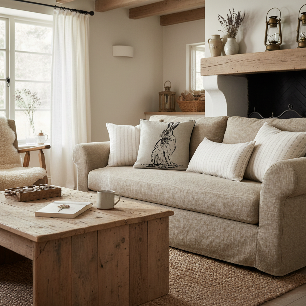 Kissenhülle „Hase“ im Landhausstil