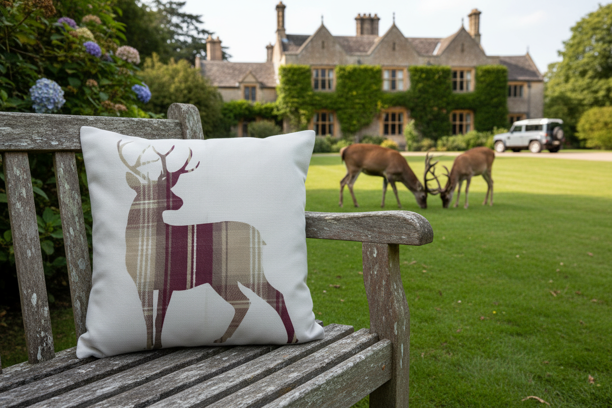 Kissenhülle „Hirsch“ im englischen Landhausstil