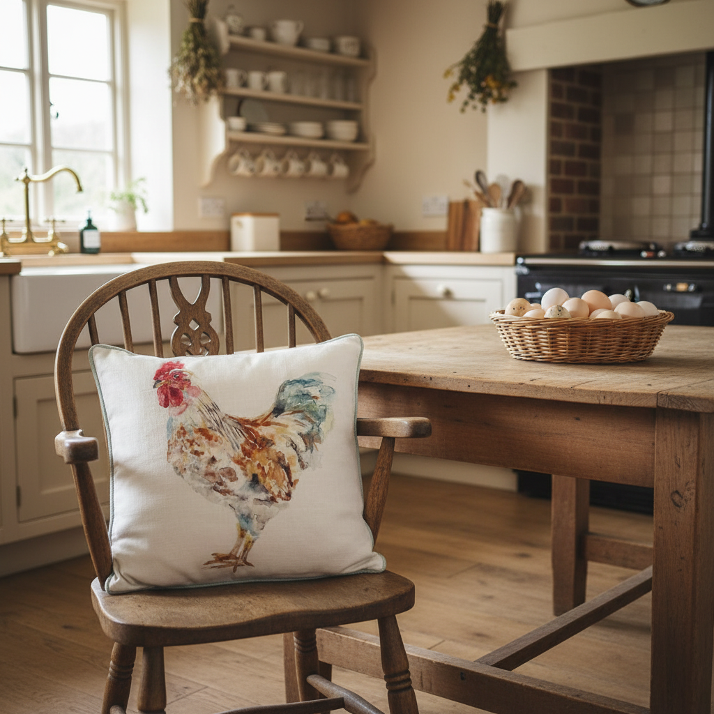Kissenhülle „Hahn“ im Landhausstil