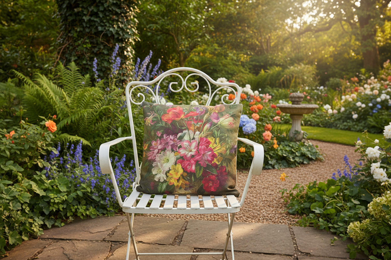 Kissenhülle „Lilien“ im Landhausstil