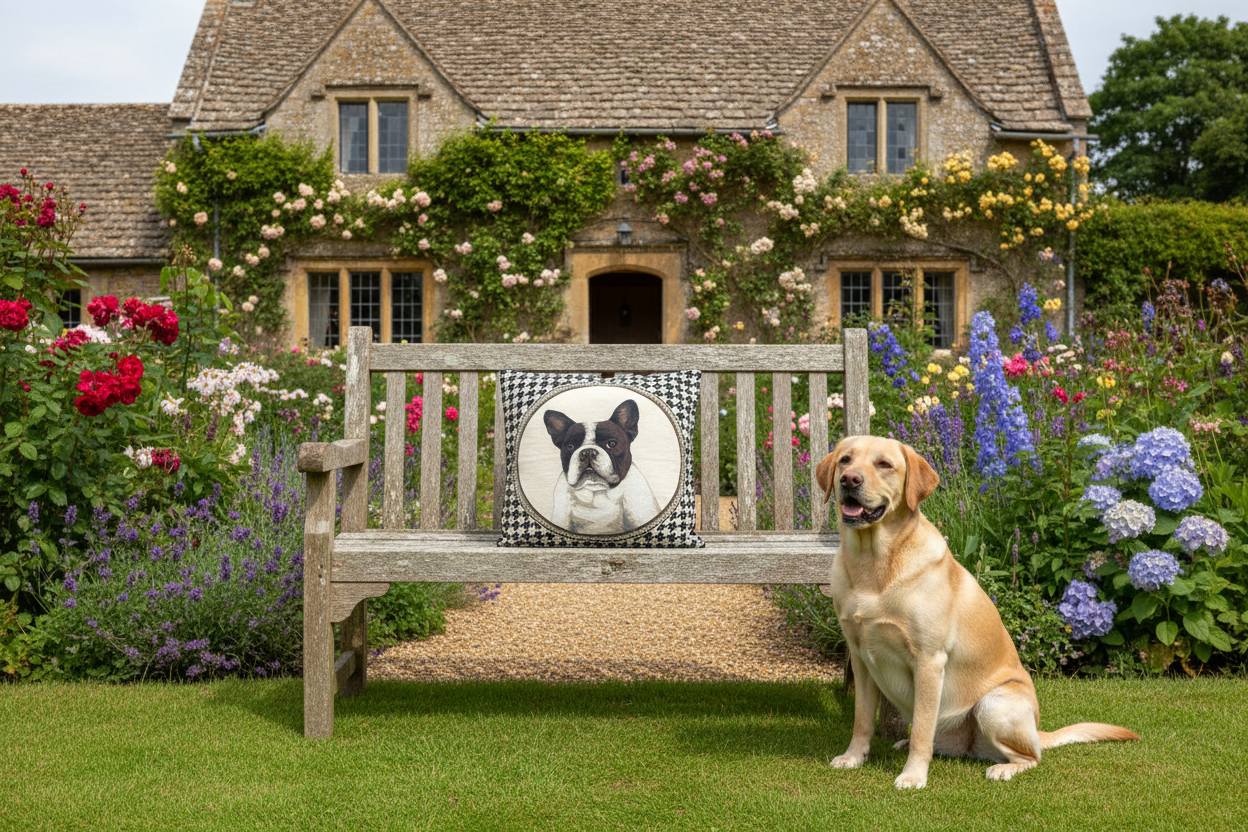 Kissenhülle „Französische Bulldogge“ im Landhausstil