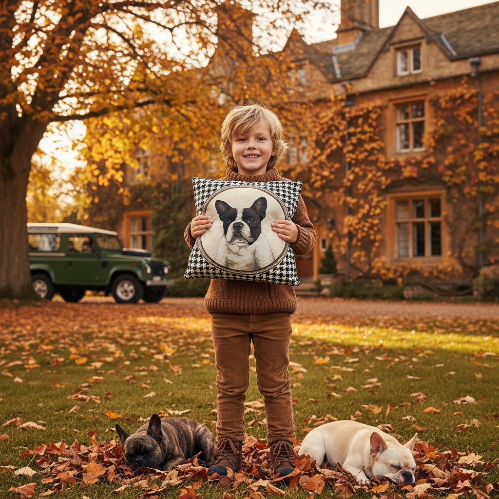 Kissenhülle „Französische Bulldogge“ im Landhausstil