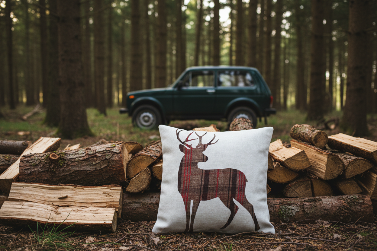 Kissenhülle „Hirsch“ im englischen Landhausstil