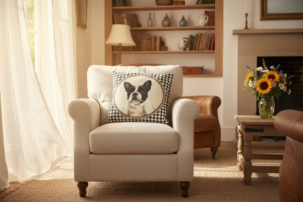 Kissenhülle „Französische Bulldogge“ im Landhausstil