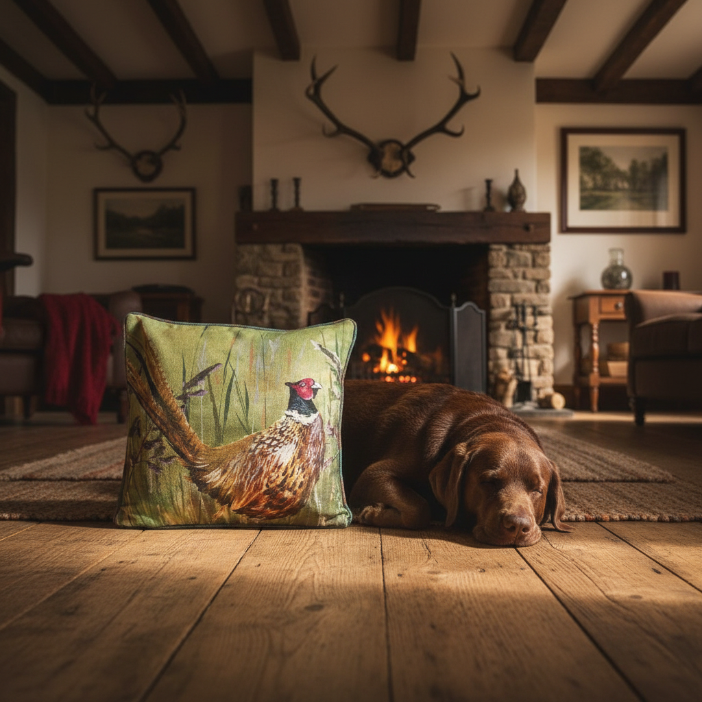 Kissenhülle „Fasan“ im englischen Landhausstil