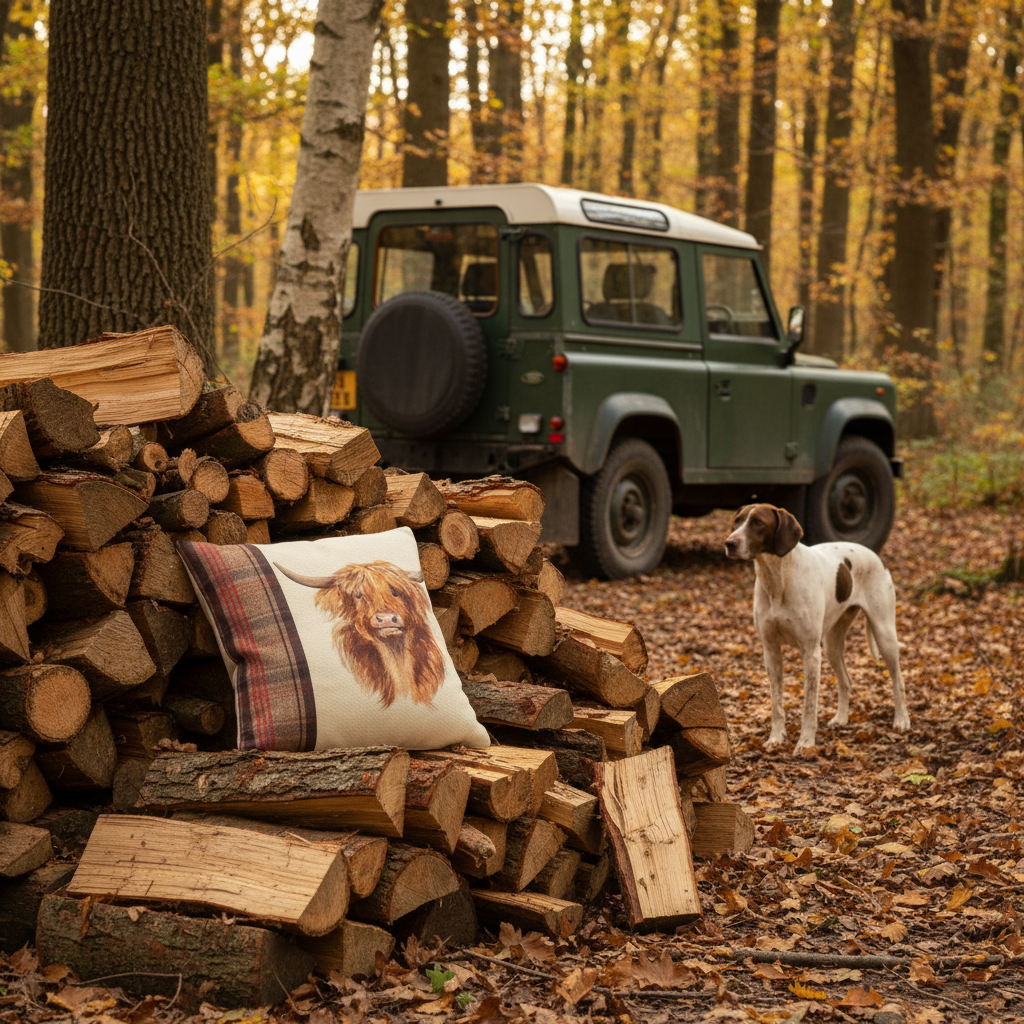 Kissenhülle "Schottisches Hochlandrind" im englischen Landhausstil