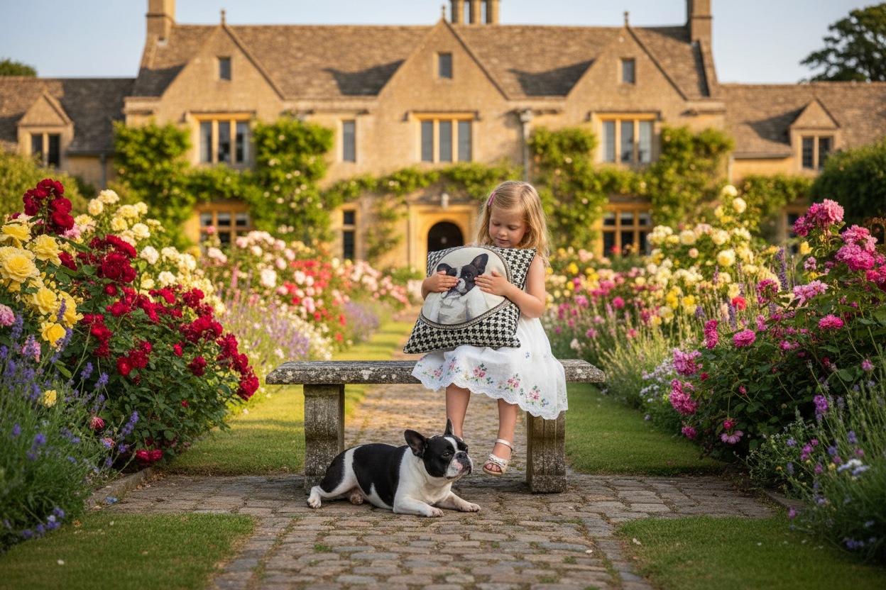 Kissenhülle „Französische Bulldogge“ im Landhausstil