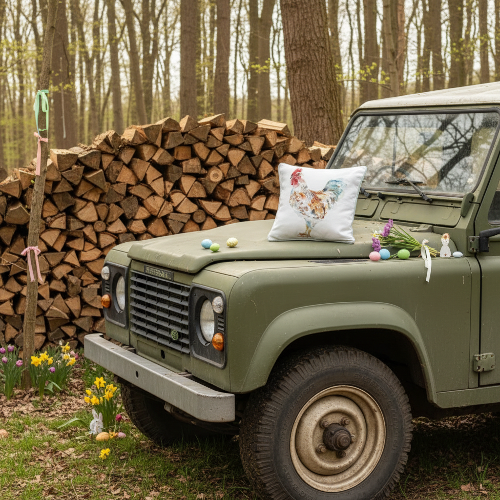 Kissenhülle „Hahn“ im Landhausstil