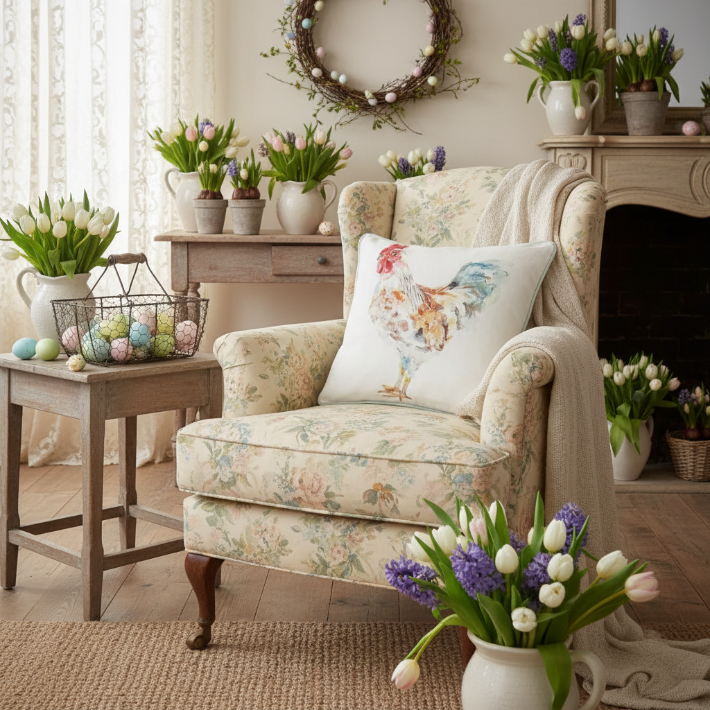 Kissenhülle „Hahn“ im Landhausstil