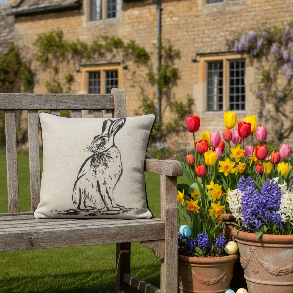 Kissenhülle „Hase“ im Landhausstil