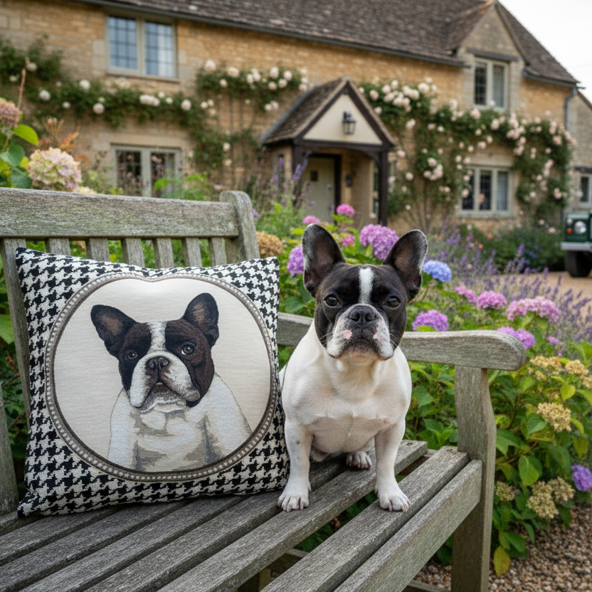 Kissenhülle „Französische Bulldogge“ im Landhausstil