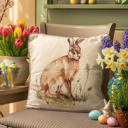 Kissenhülle "Hase" im Landhausstil