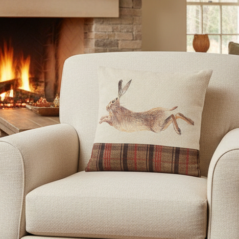 Kissenhülle "Springender Hase" im englischen Landhausstil
