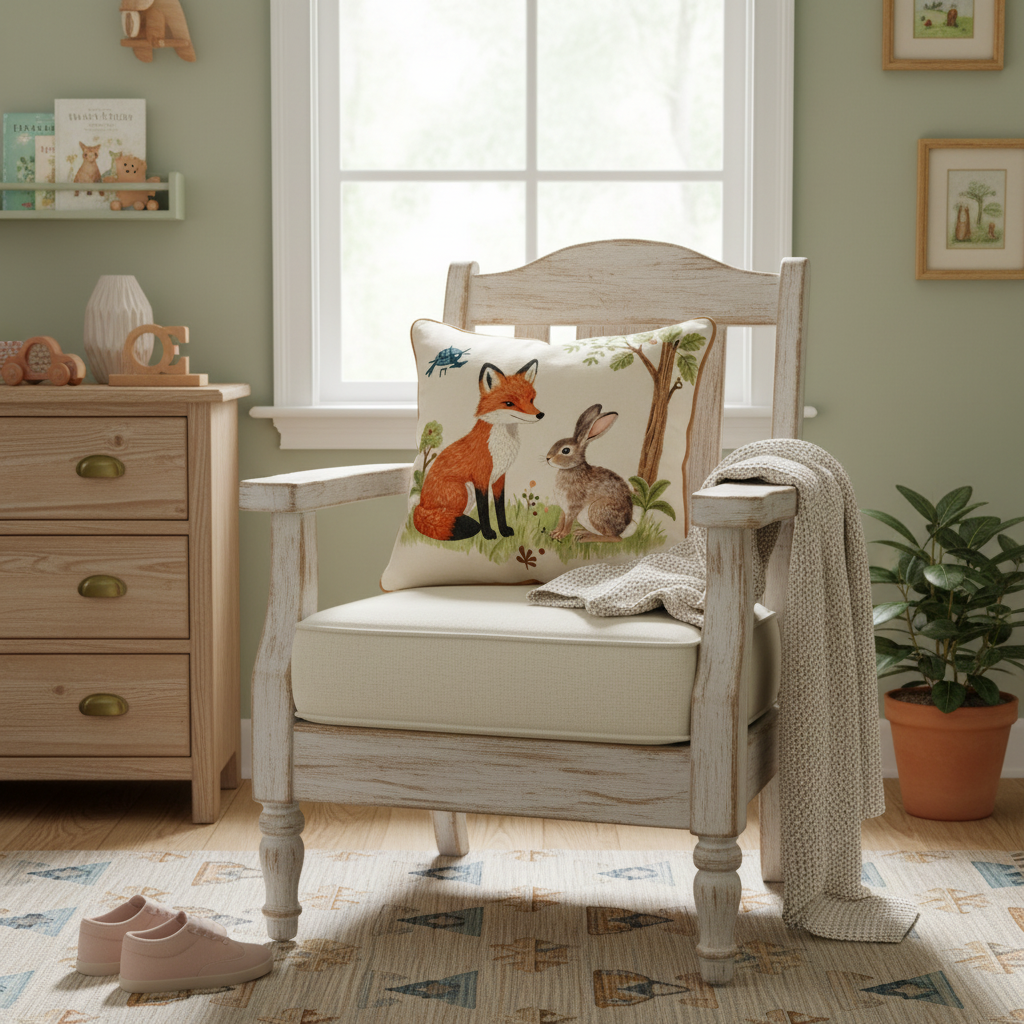 Kissenhülle "Fuchs und Hase" im Landhausstil