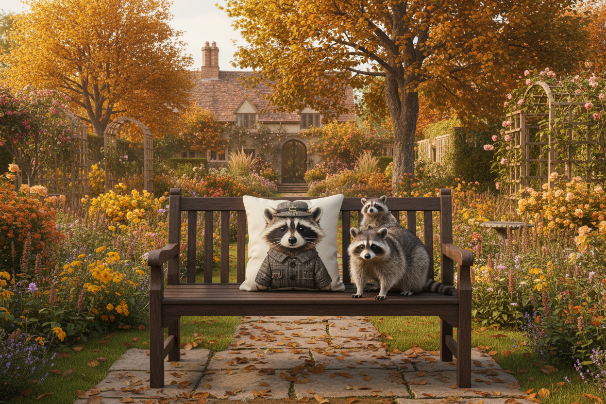 Kissenhülle "Waschbär" im englischen Landhausstil