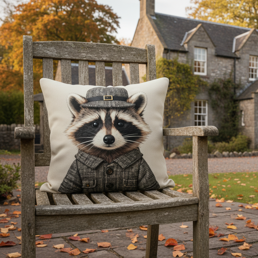 Kissenhülle "Waschbär" im englischen Landhausstil