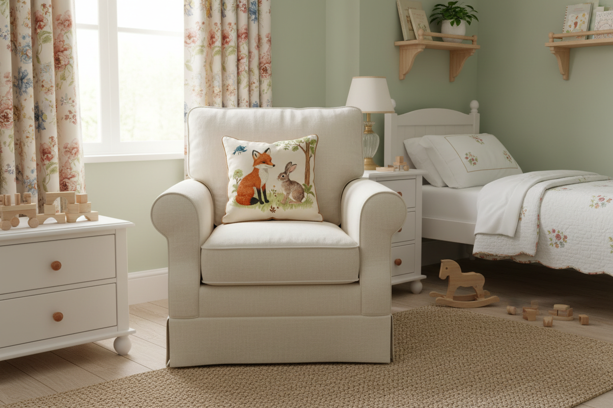 Kissenhülle "Fuchs und Hase" im Landhausstil