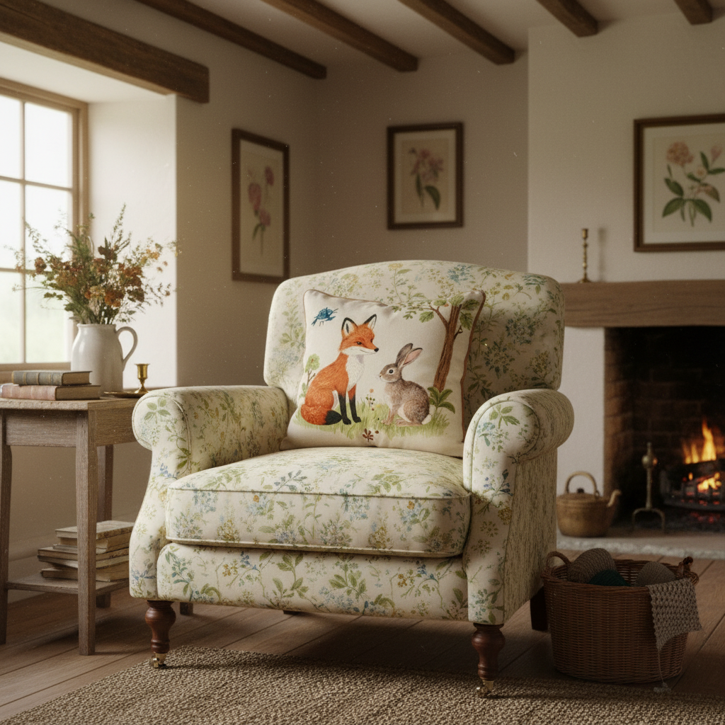 Kissenhülle "Fuchs und Hase" im Landhausstil