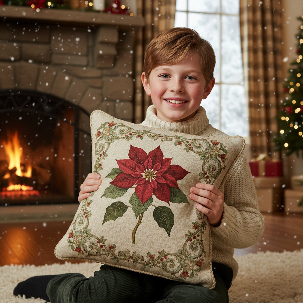 Kissenhülle "Weihnachtsstern" im Landhausstil