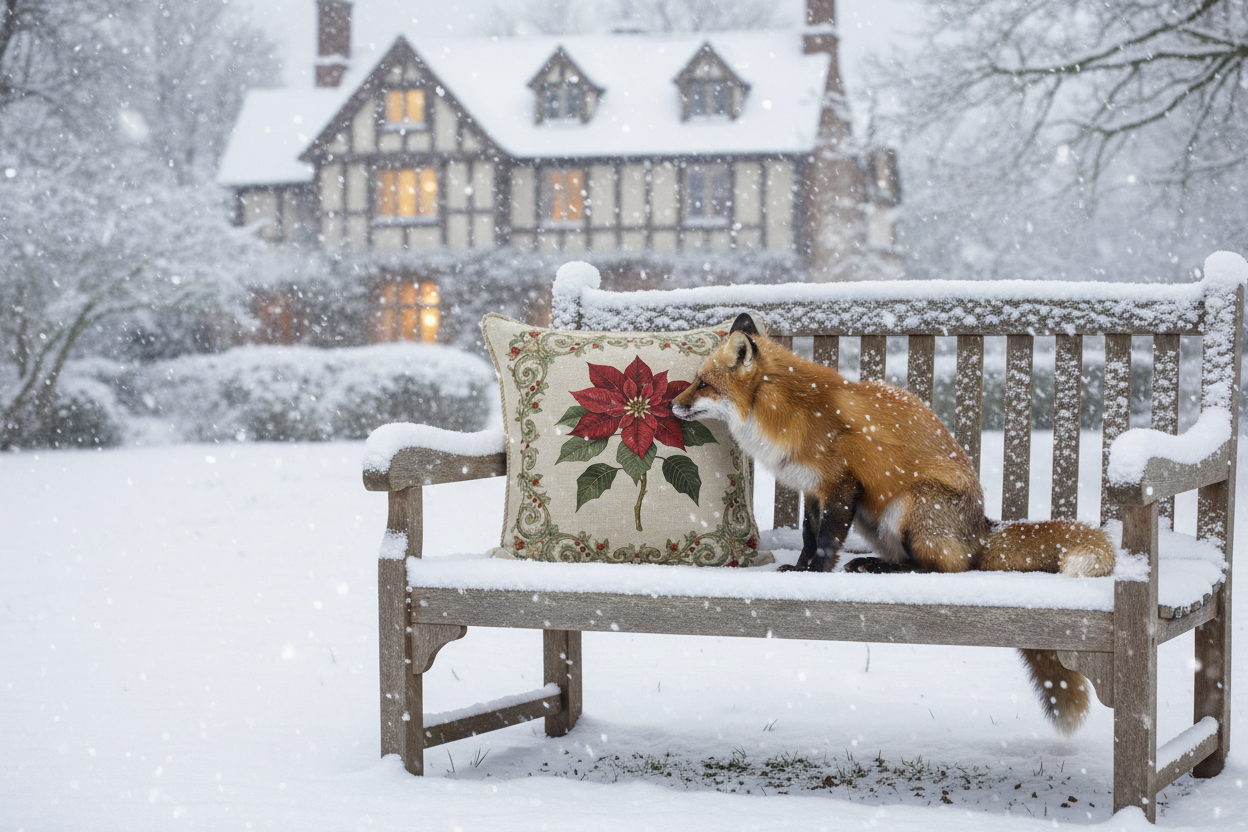 Kissenhülle "Weihnachtsstern" im Landhausstil