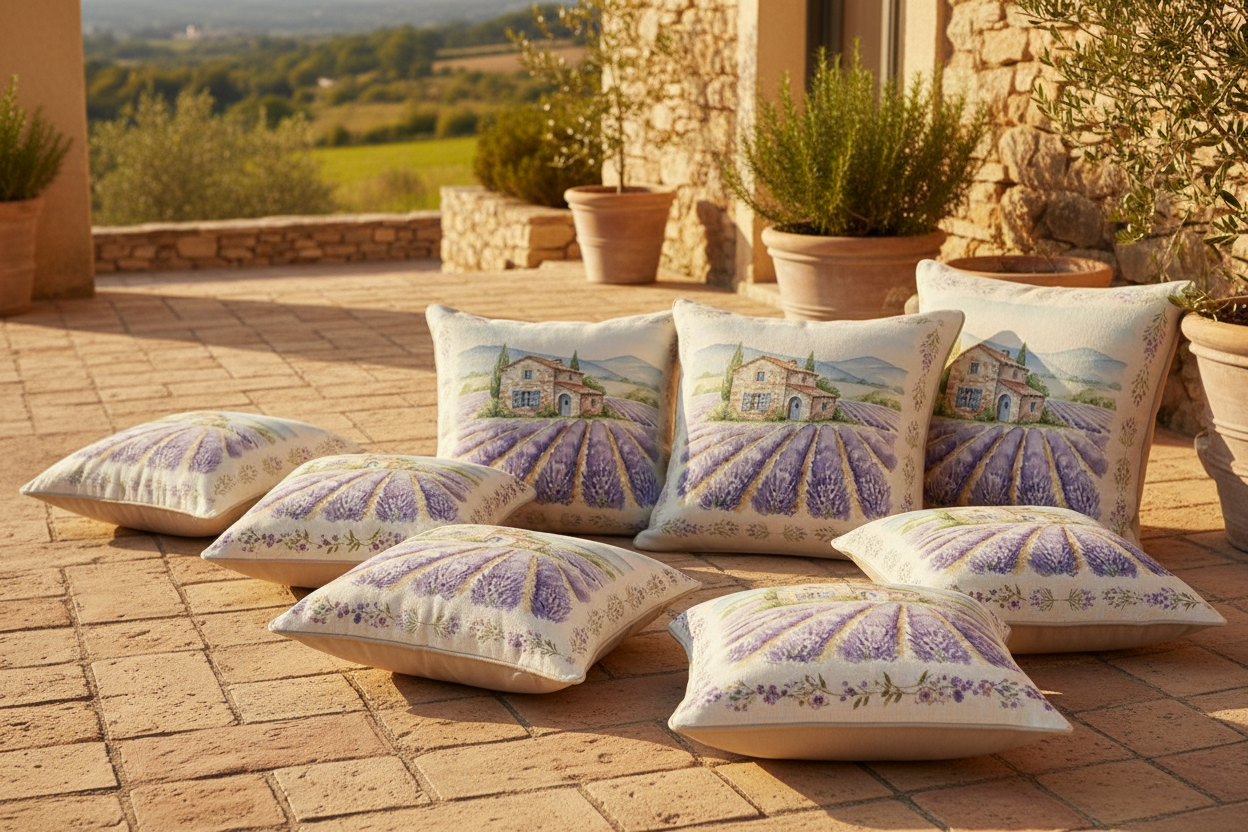 Kissenhülle "Lavendel" im französischen Landhausstil