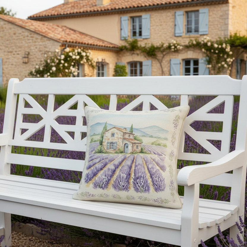 Kissenhülle "Lavendel" im französischen Landhausstil