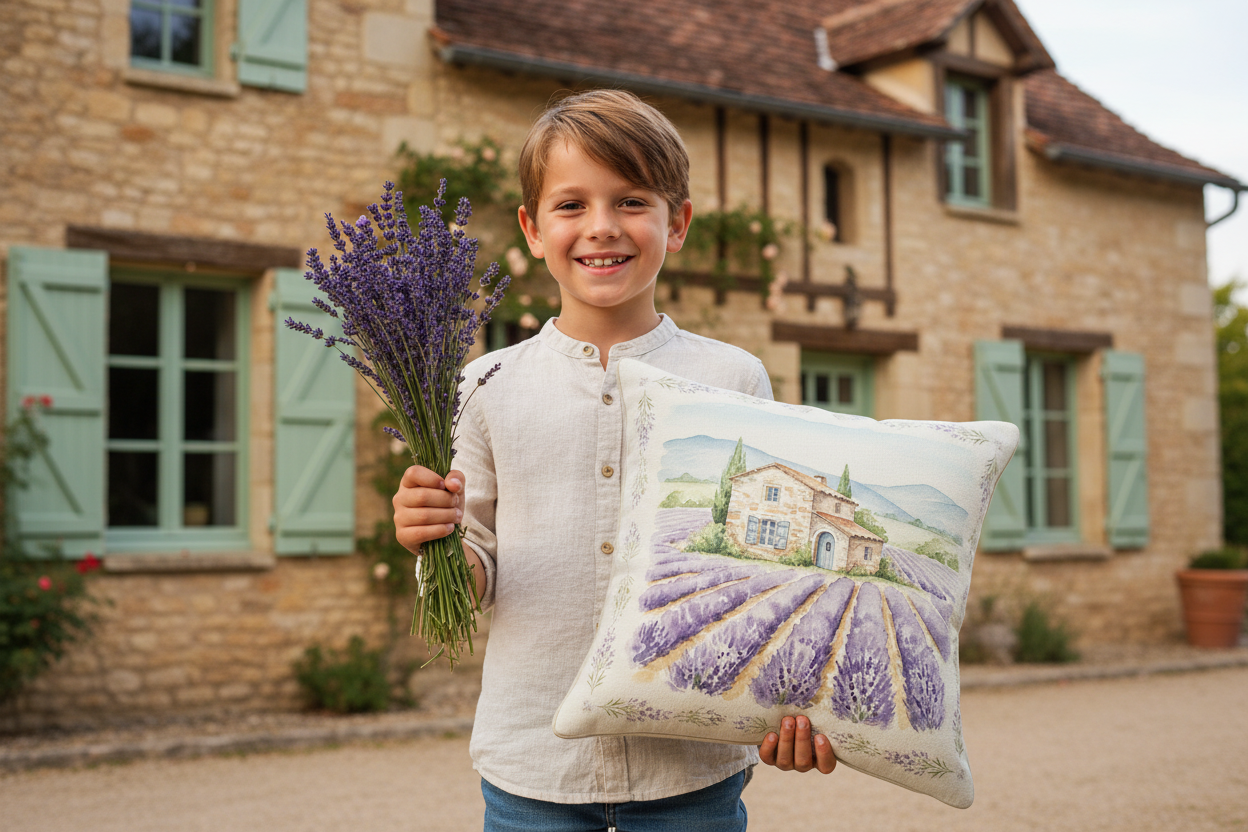Kissenhülle "Lavendel" im französischen Landhausstil
