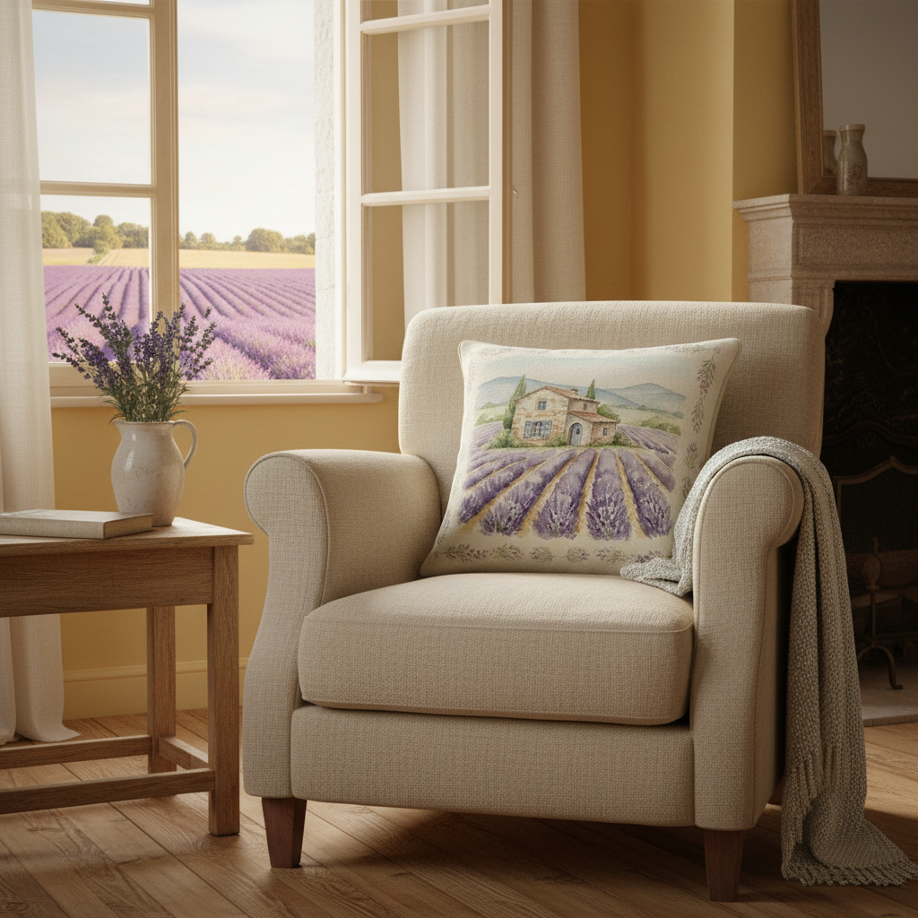 Kissenhülle "Lavendel" im französischen Landhausstil