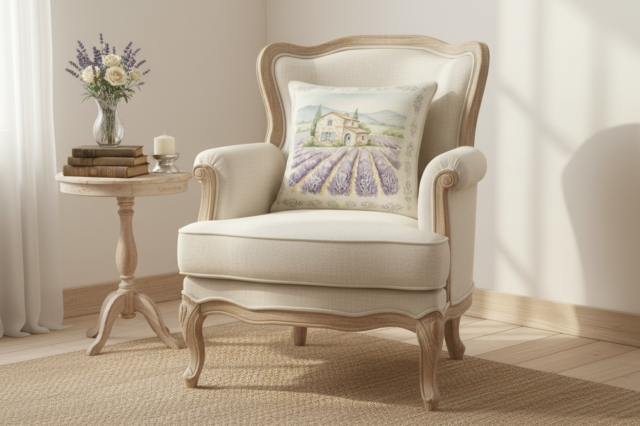 Kissenhülle "Lavendel" im französischen Landhausstil