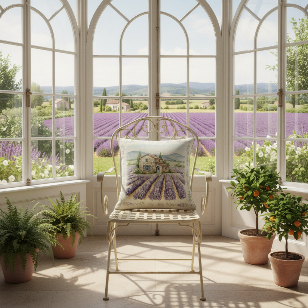 Kissenhülle "Lavendel" im französischen Landhausstil