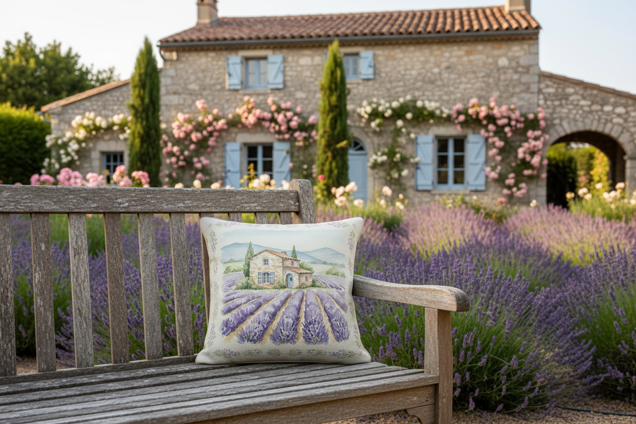 Kissenhülle "Lavendel" im französischen Landhausstil