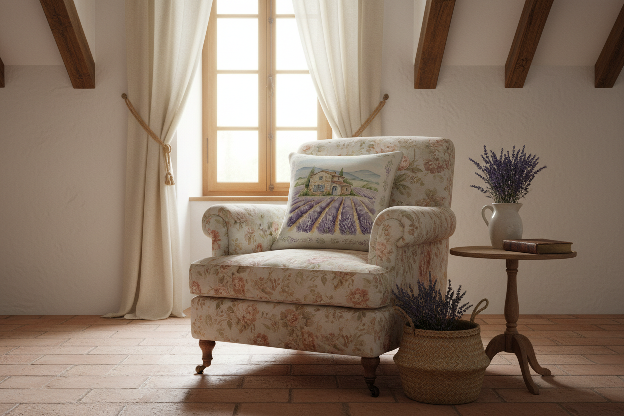 Kissenhülle "Lavendel" im französischen Landhausstil