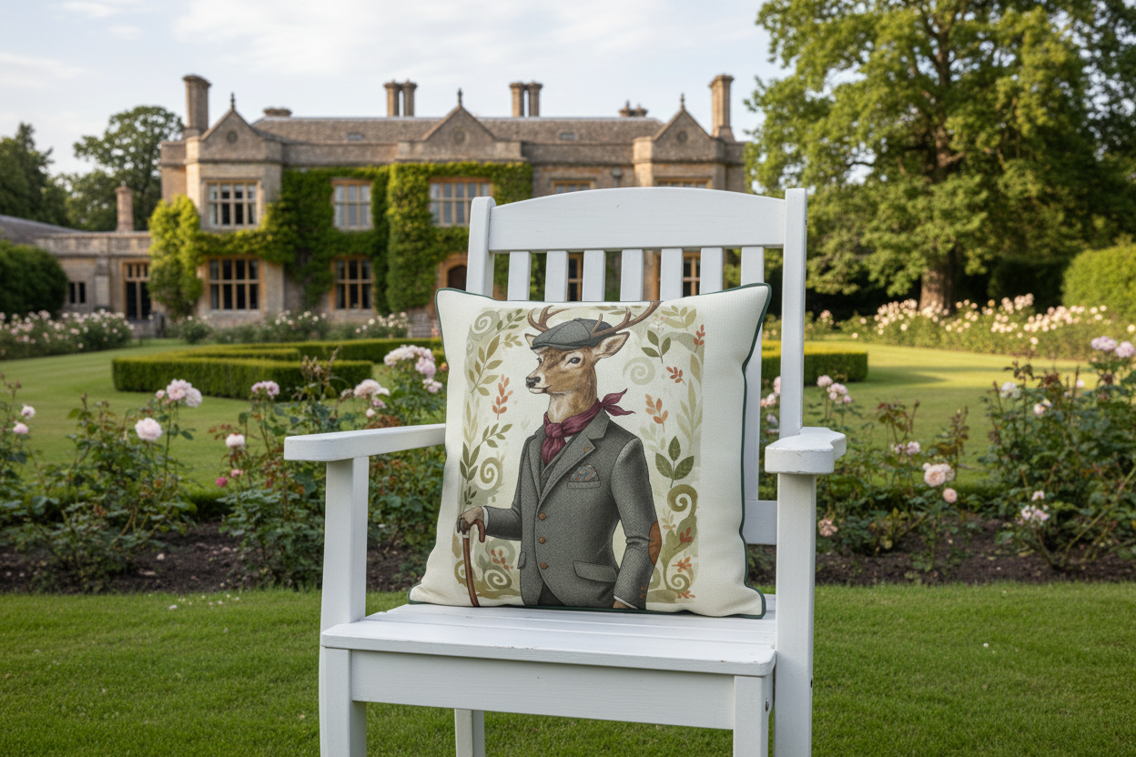 Kissenhülle "Hirsch" im englischen Landhausstil