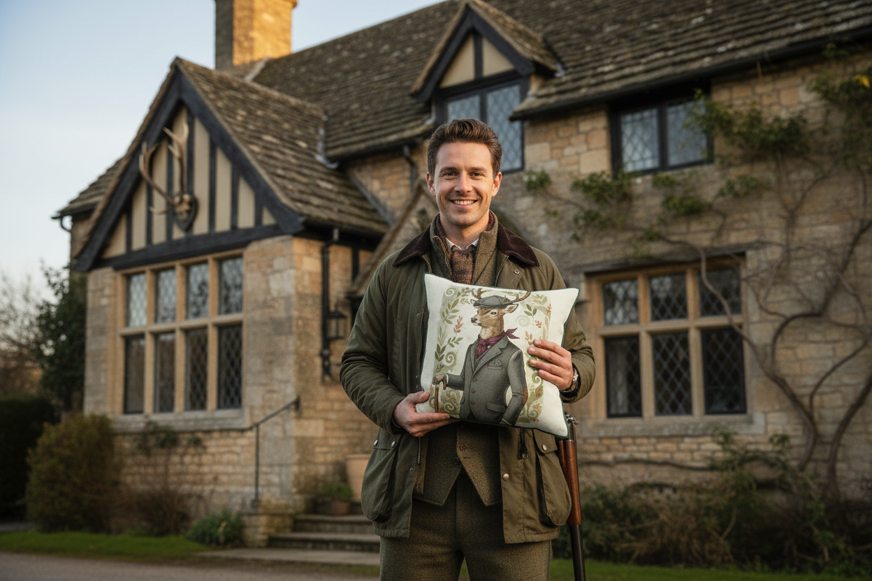 Kissenhülle "Hirsch" im englischen Landhausstil