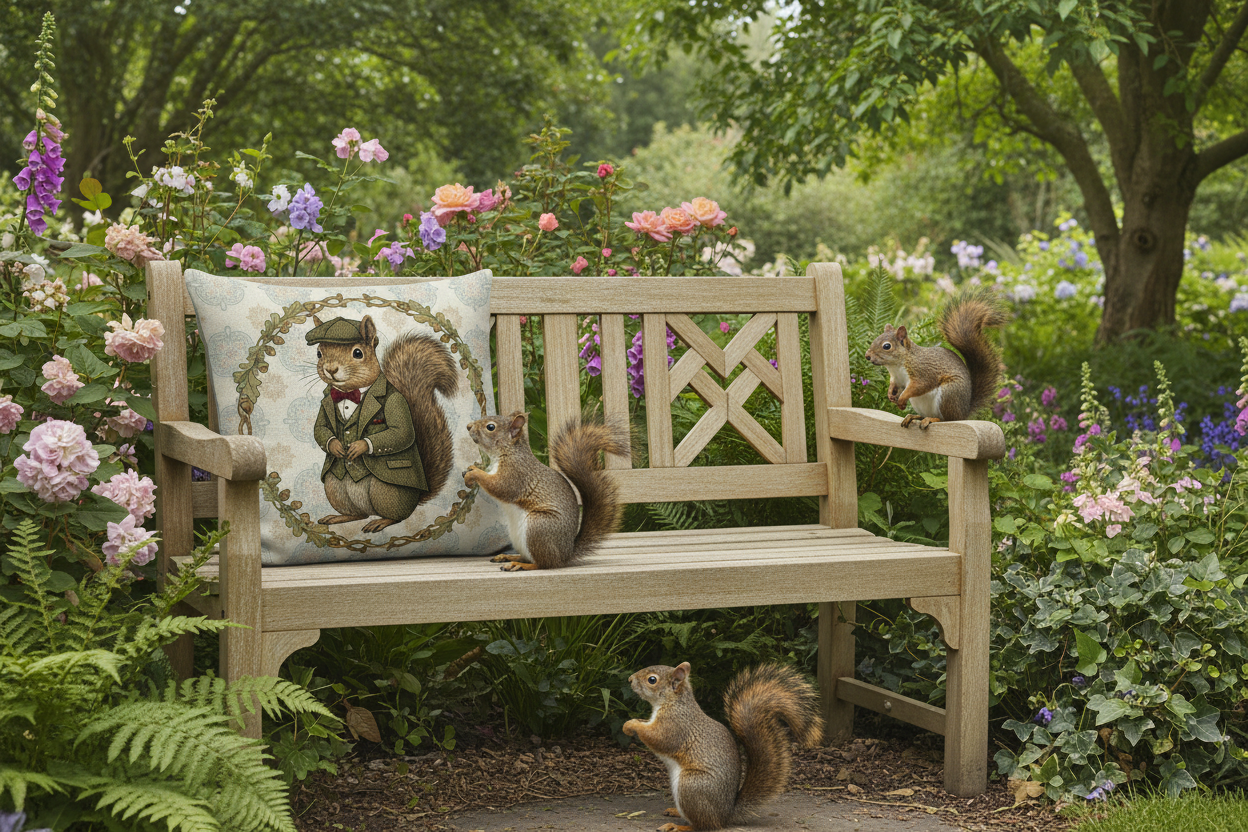 Kissenhülle "Eichhörnchen" im englischen Landhausstil