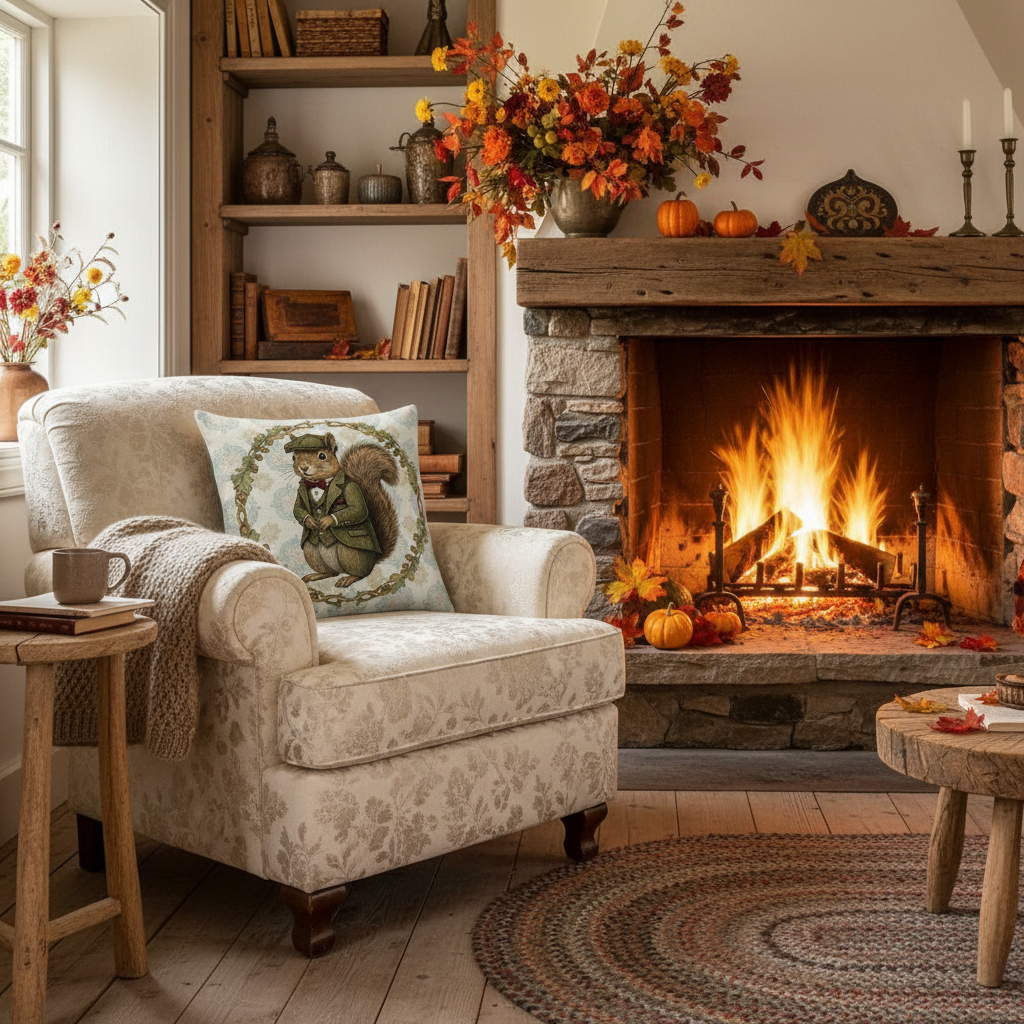 Kissenhülle "Eichhörnchen" im englischen Landhausstil