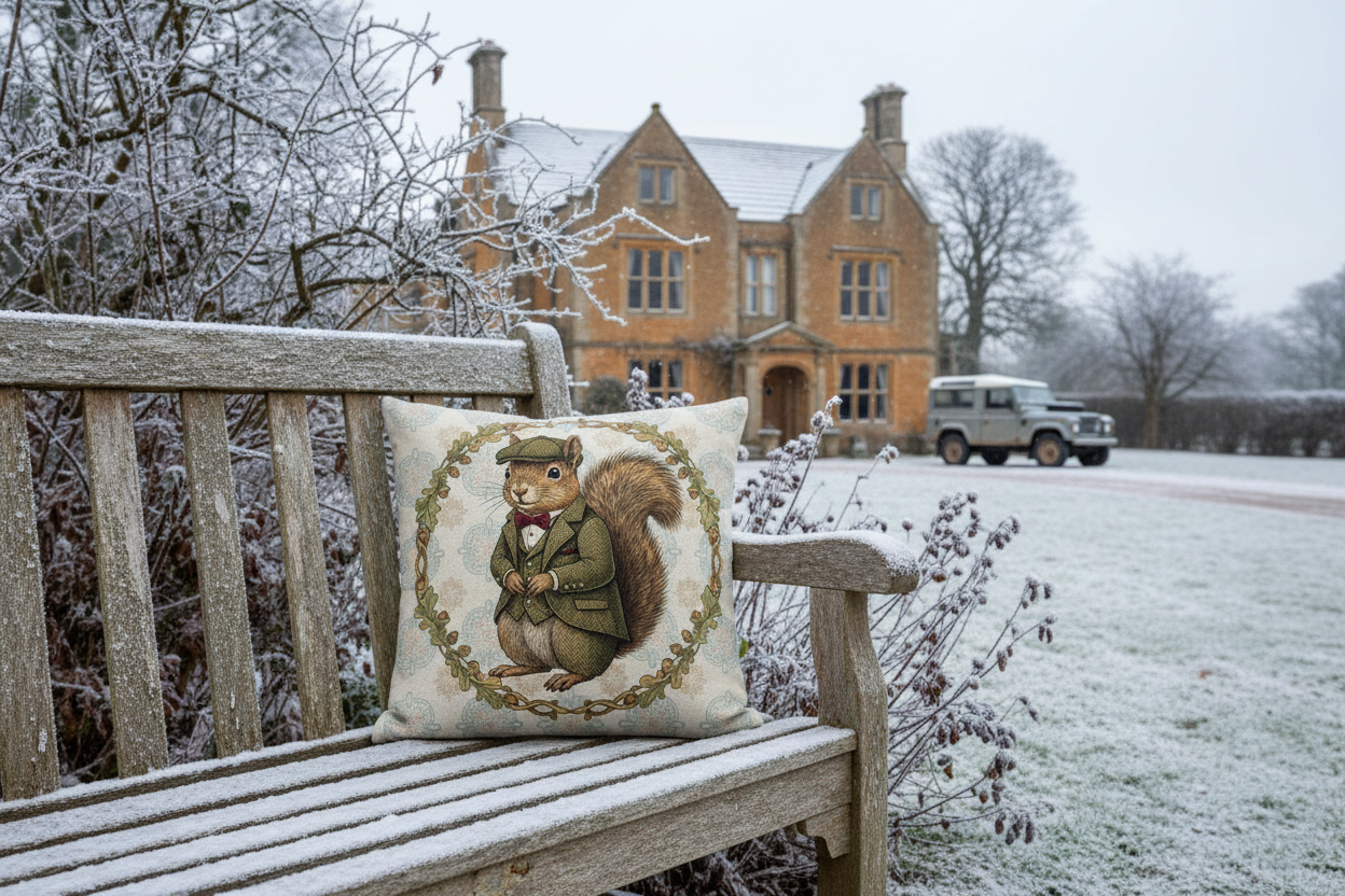 Kissenhülle "Eichhörnchen" im englischen Landhausstil