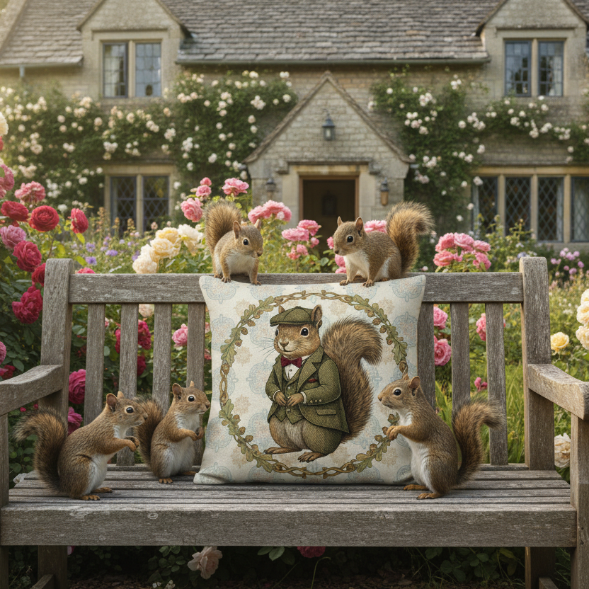 Kissenhülle "Eichhörnchen" im englischen Landhausstil