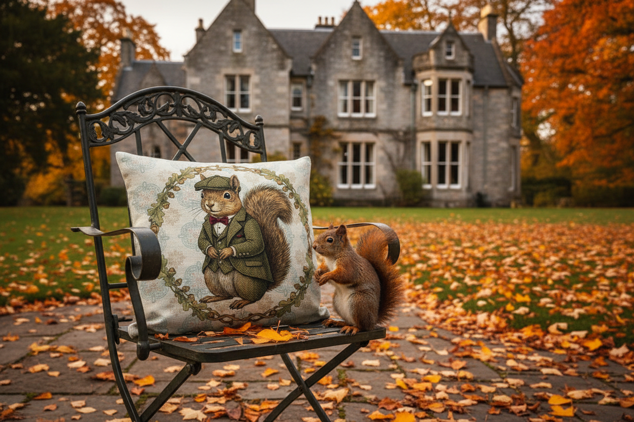 Kissenhülle "Eichhörnchen" im englischen Landhausstil