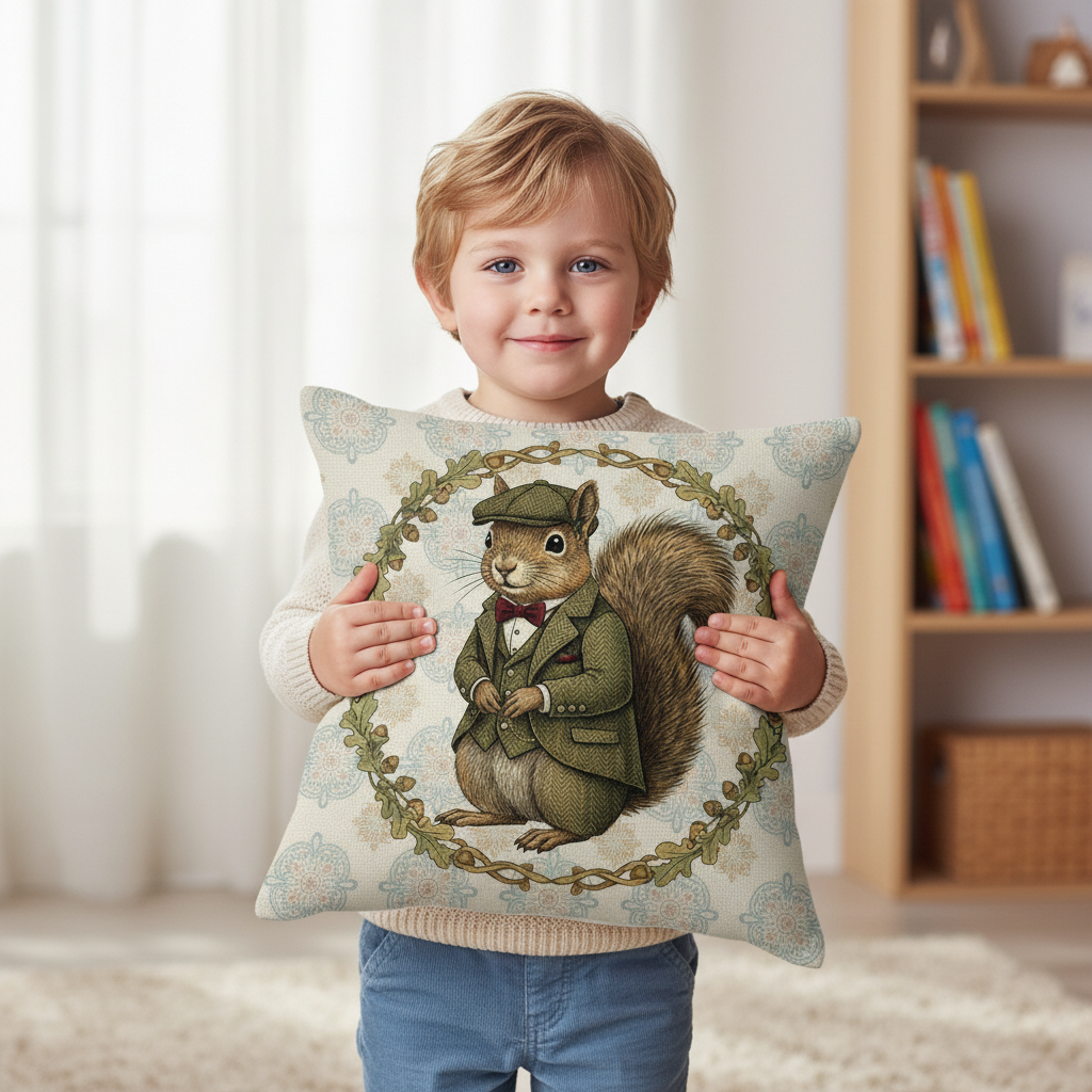 Kissenhülle "Eichhörnchen" im englischen Landhausstil