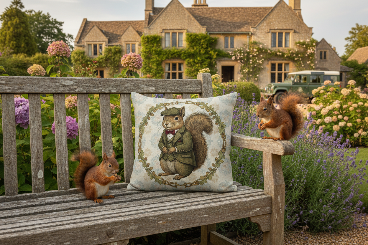 Kissenhülle "Eichhörnchen" im englischen Landhausstil