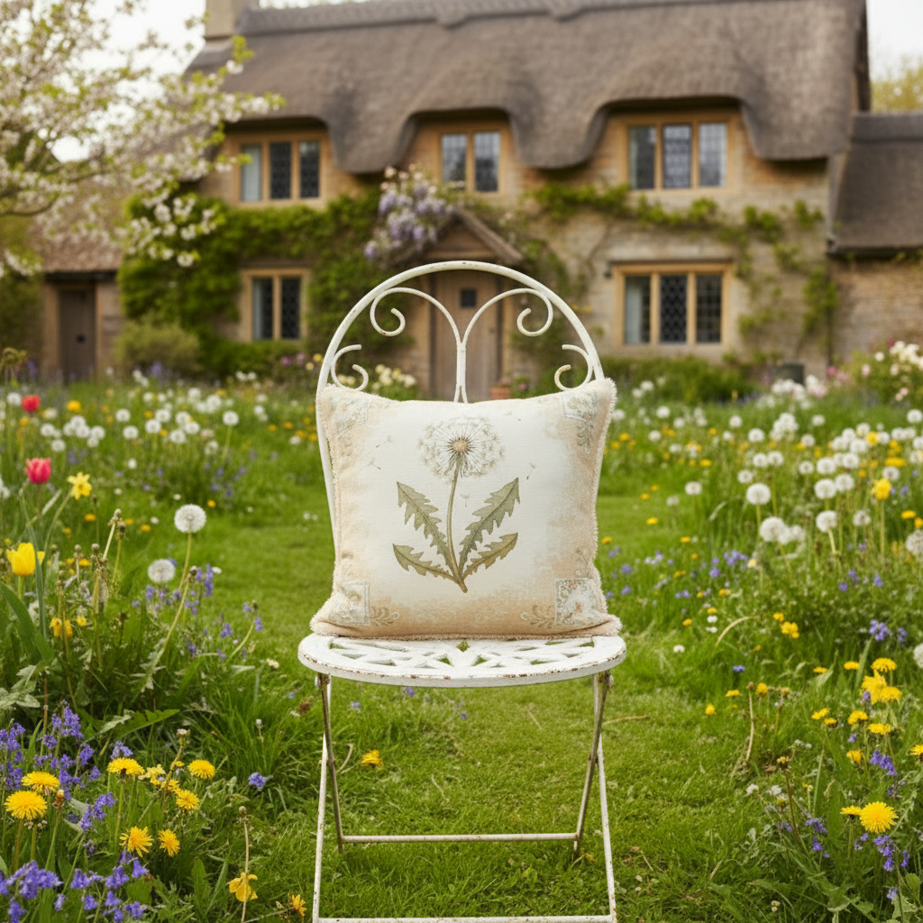 Kissenhülle "Löwenzahn" im Landhausstil