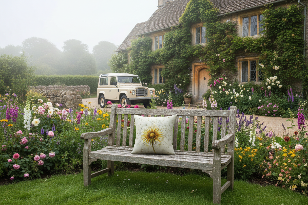 Kissenhülle „Löwenzahnblüte“ im Landhausstil