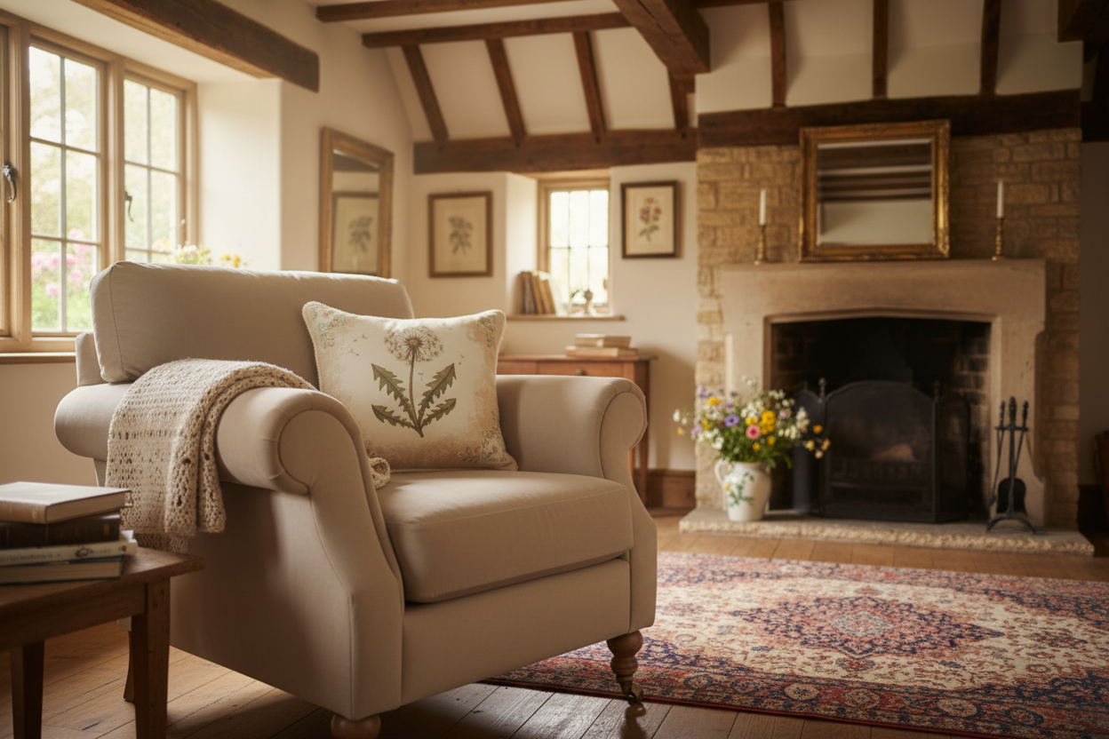 Kissenhülle "Löwenzahn" im Landhausstil