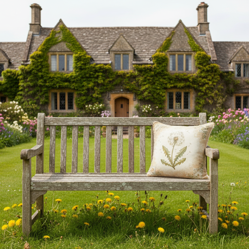 Kissenhülle "Löwenzahn" im Landhausstil