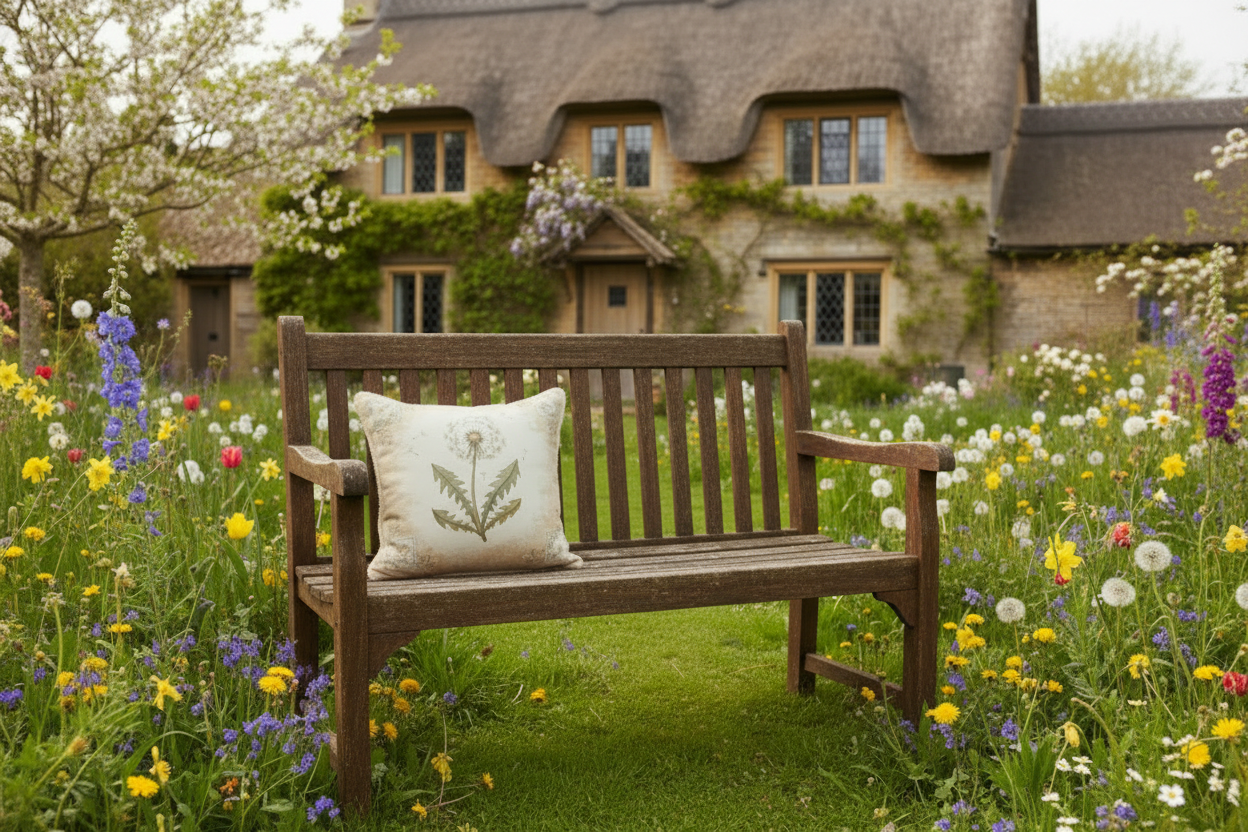 Kissenhülle "Löwenzahn" im Landhausstil