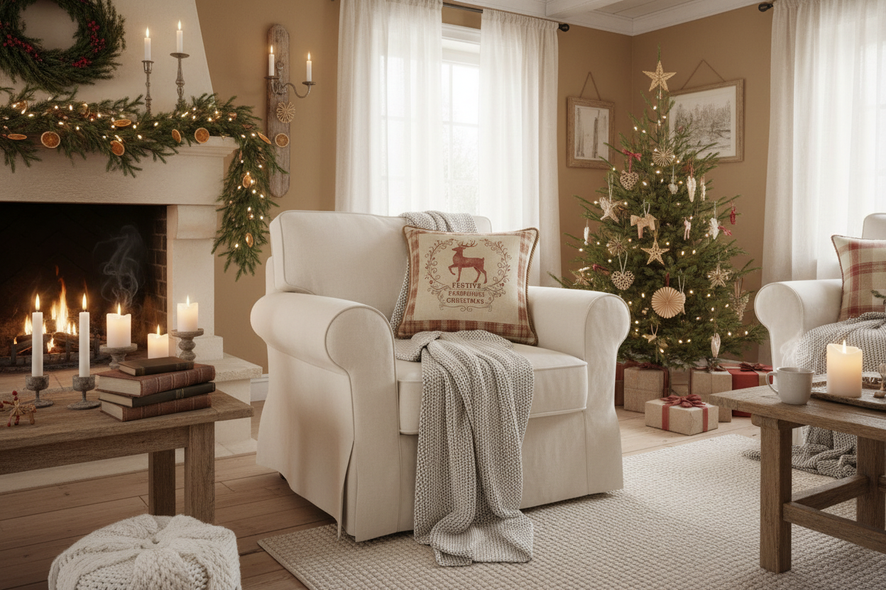 Kissenhülle "Rentier" im Landhausstil