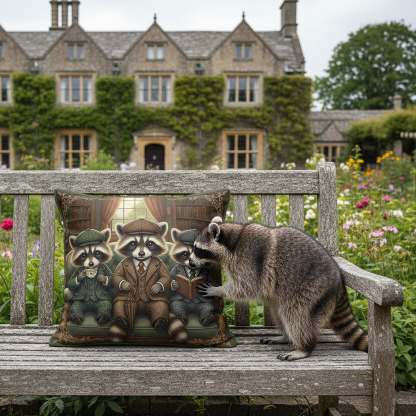 Kissenhülle "Waschbärwelpen" im englischen Landhausstil