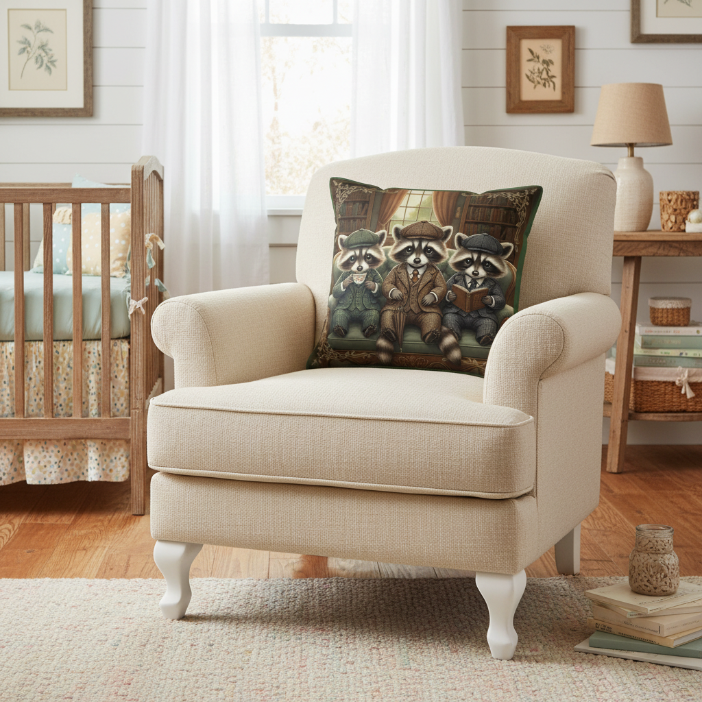 Kissenhülle "Waschbärwelpen" im englischen Landhausstil