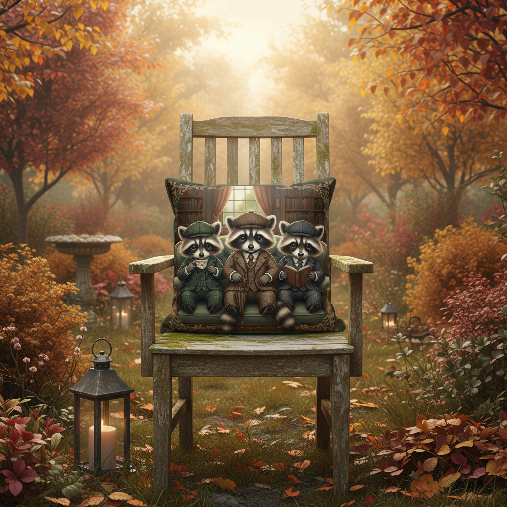 Kissenhülle "Waschbärwelpen" im englischen Landhausstil